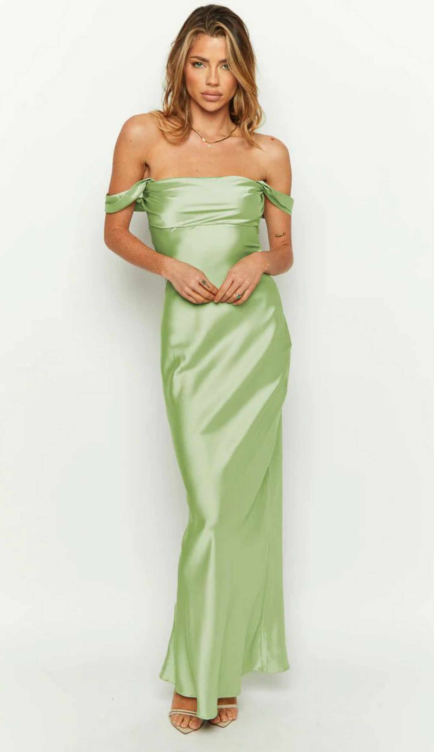 Kori Off Shoulder Lime Maxi Dress