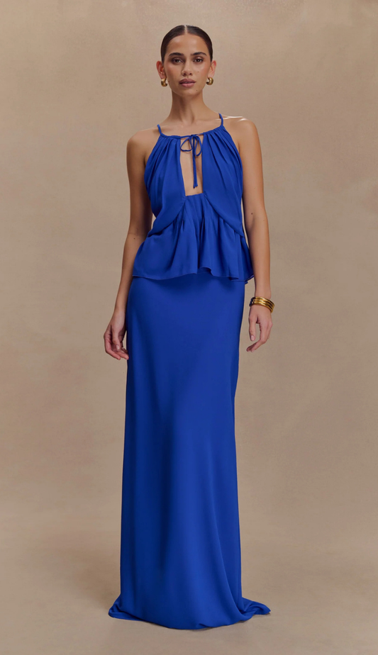 Suki Blue Chiffon Skirt Set