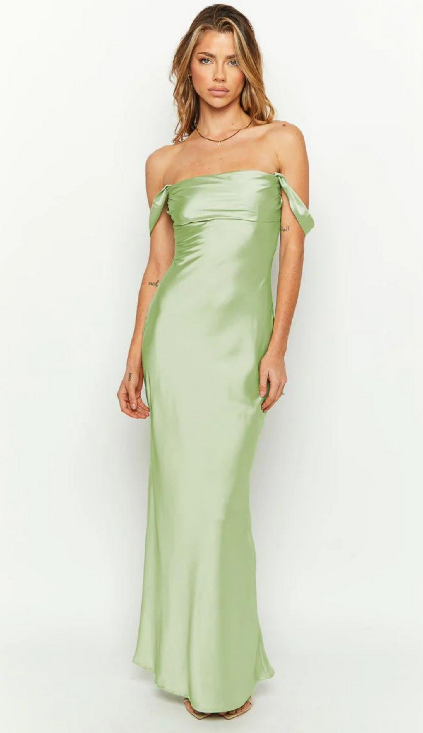 Kori Off Shoulder Lime Maxi Dress