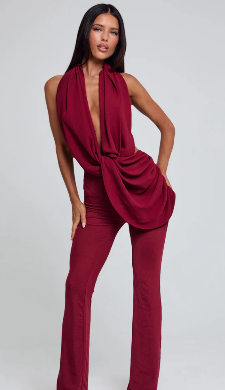 Sharo Burgundy Jumpsuit