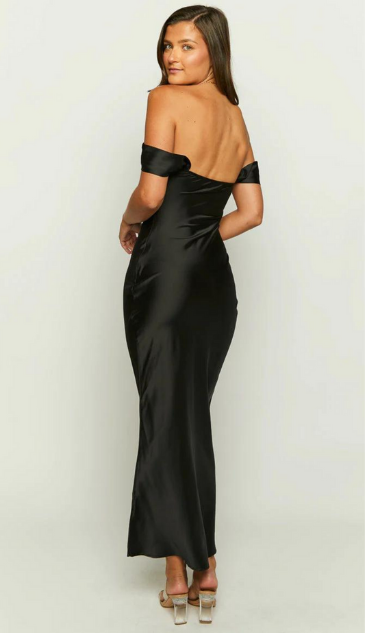 Kori Off Shoulder Black Maxi Dress