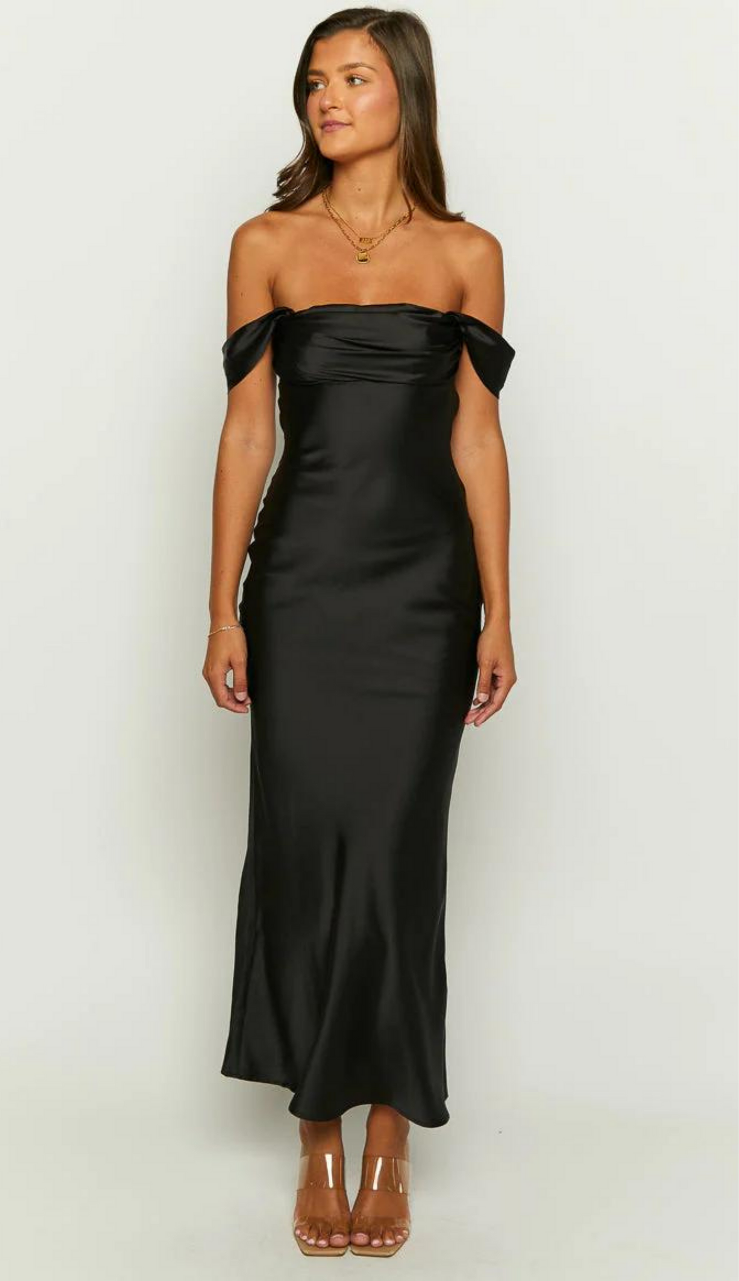 Kori Off Shoulder Black Maxi Dress