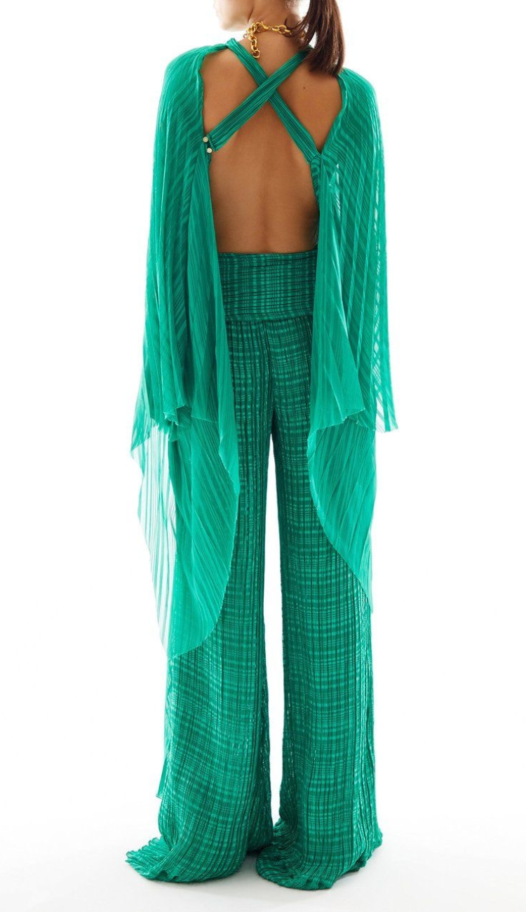 Melina Chiffon Palazzo Set – Emerald Green