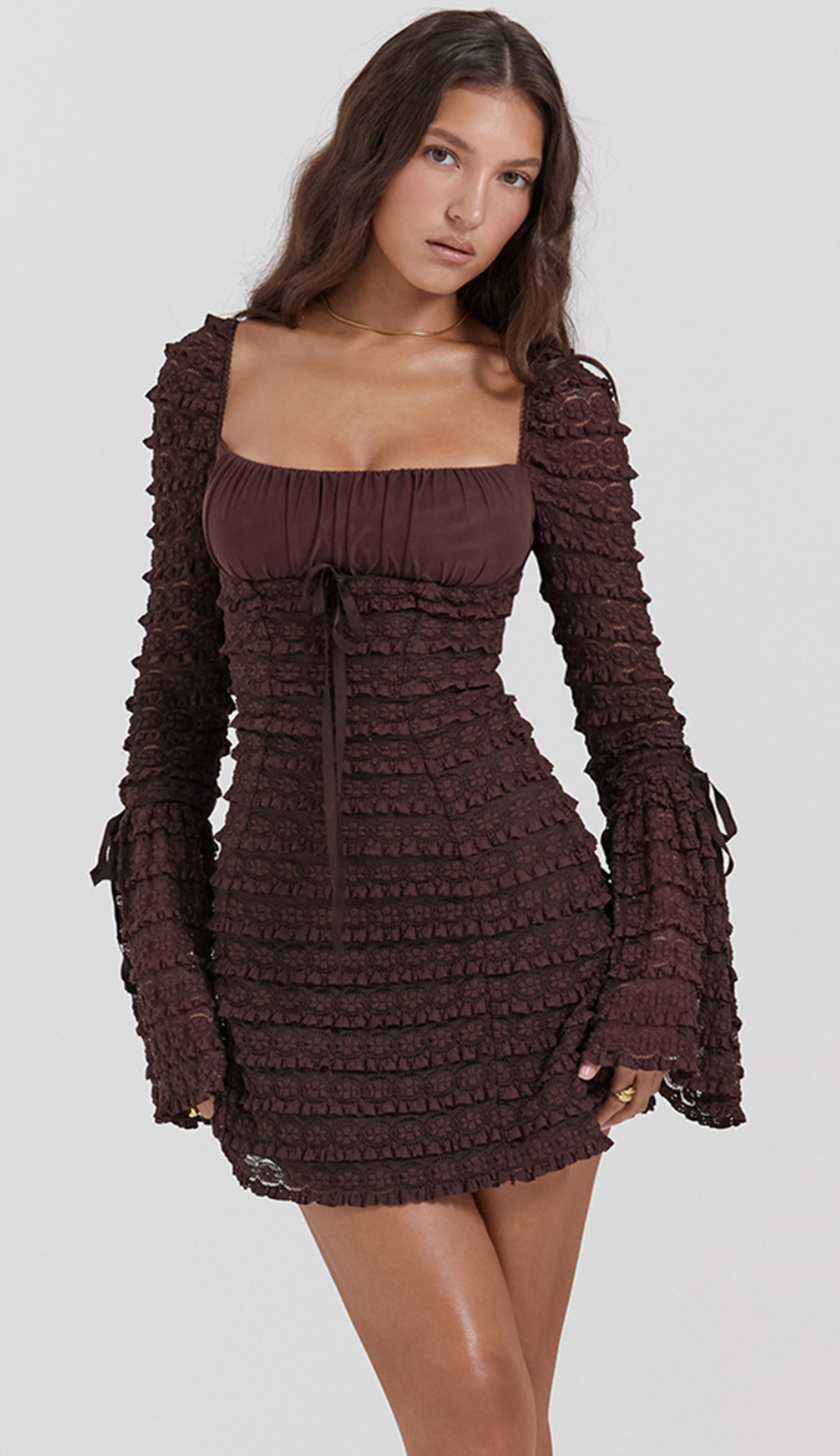 Silvi Brown Mini Dress