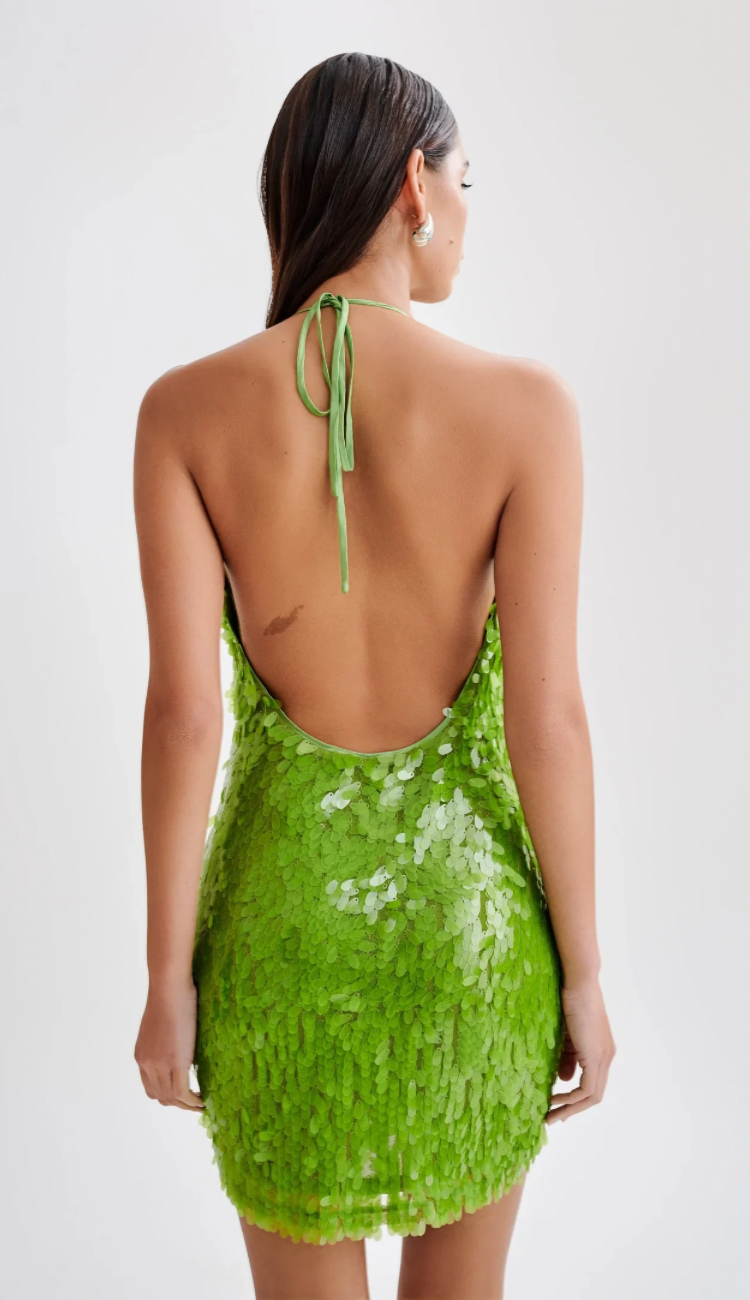 Lila Green Halter Mini Dress