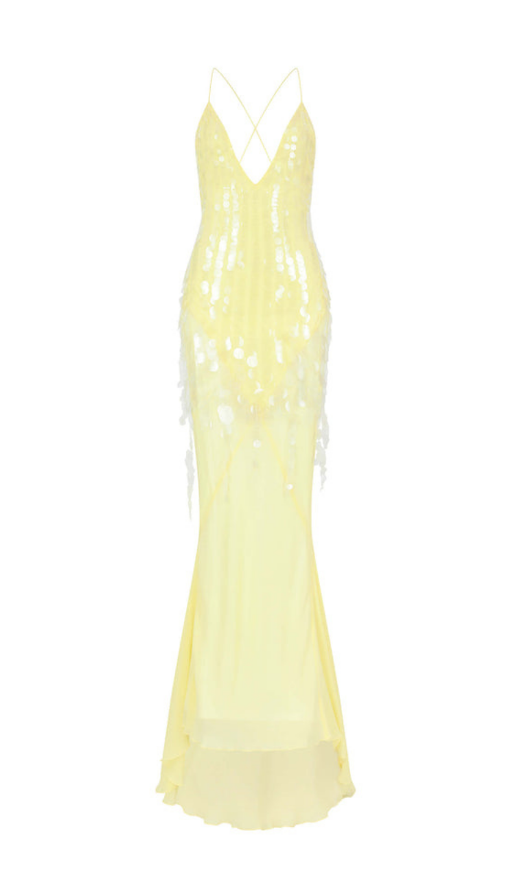 Vanya Sequin Yellow Maxi Dress