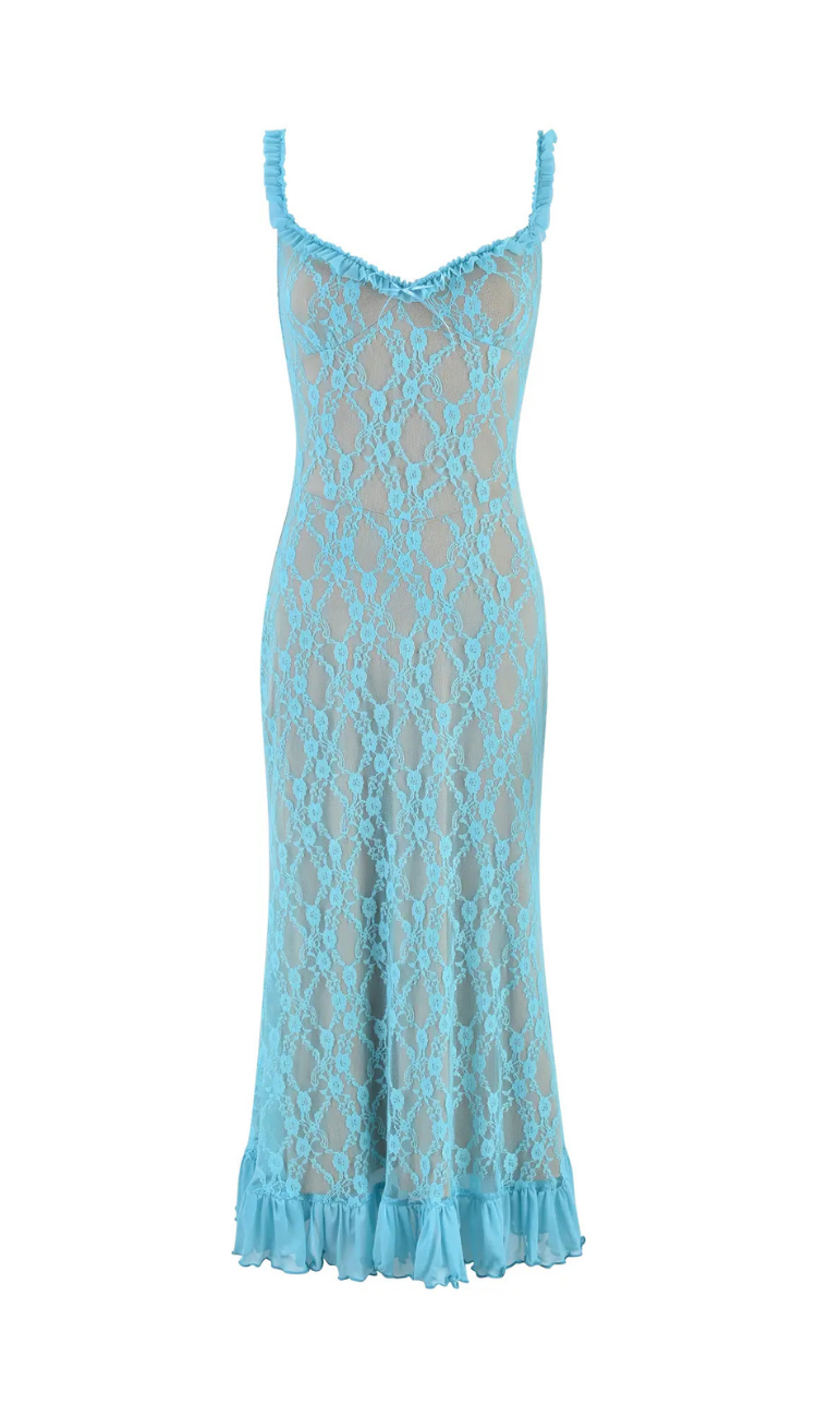 Raven Aqua Lace Midi Dress