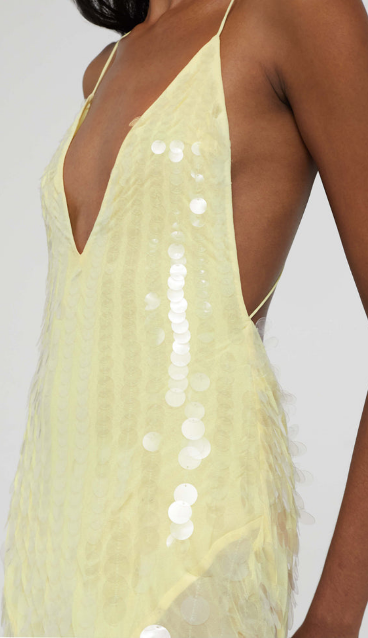 Vanya Sequin Yellow Maxi Dress