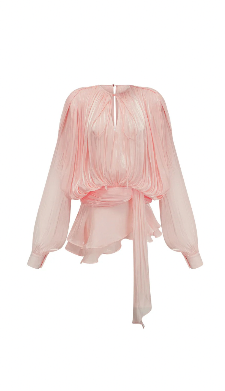 Sadie Baby Pink Plissé Mini Dress