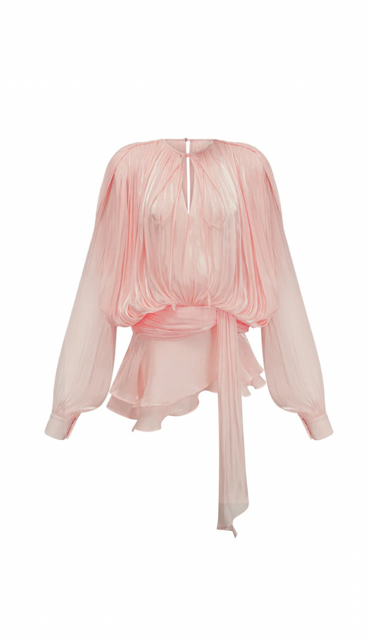 Sadie Baby Pink Plissé Mini Dress